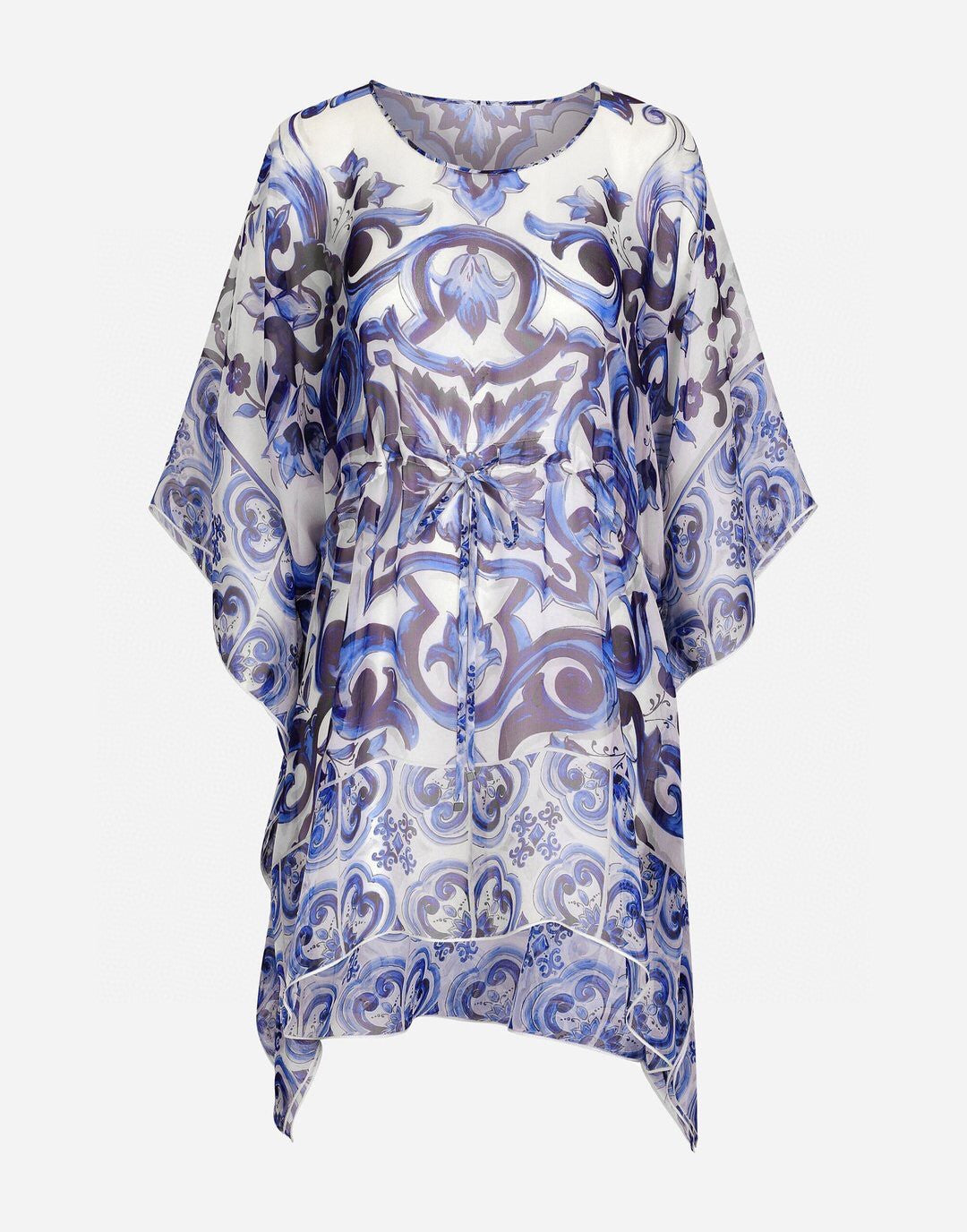 Luxury Designer Women Summer Print Silk Short Kaftan Dress 2023 Runway Fashion