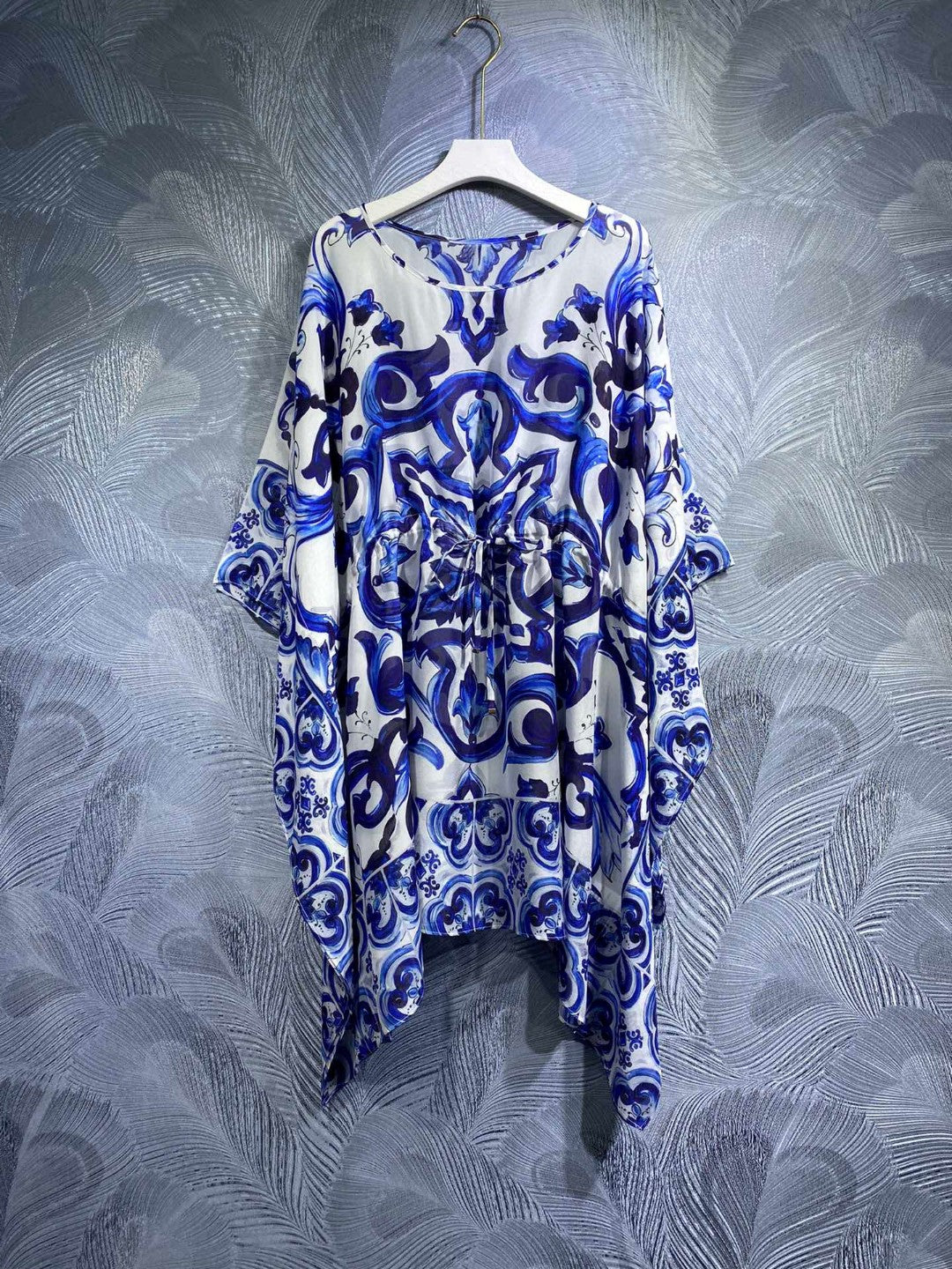 Luxury Designer Women Summer Print Silk Short Kaftan Dress 2023 Runway Fashion