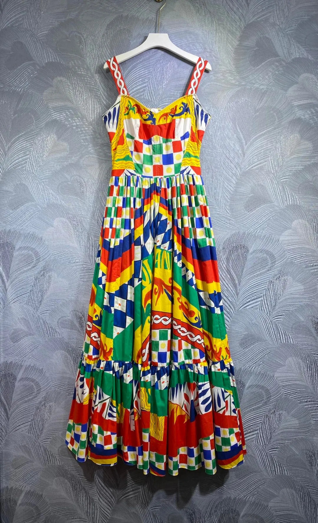 Luxury Designer Inspired Summer Women Printed Bustier Midi Dress IN HIGH QUALITY COTTON