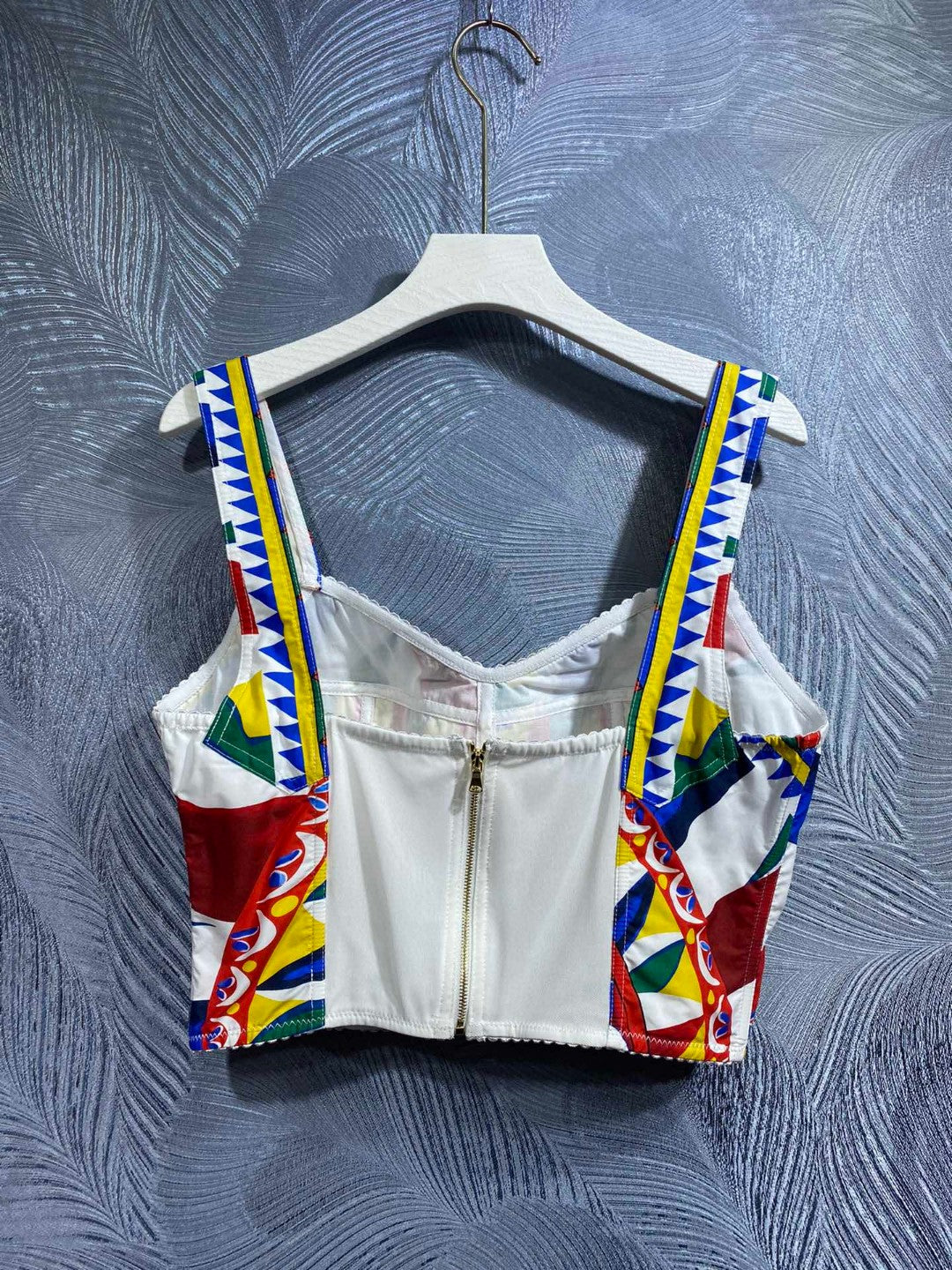 Italy Stylish Women Printed Cotton Bustier Top And Long Maxi Skirt In Multicolor