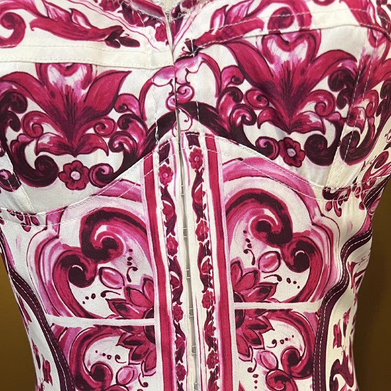 Fashion Designer Summer Silk Pencil Dress Women Spaghetti Strap Flowers Print Elegant Party Package Buttocks Dresses