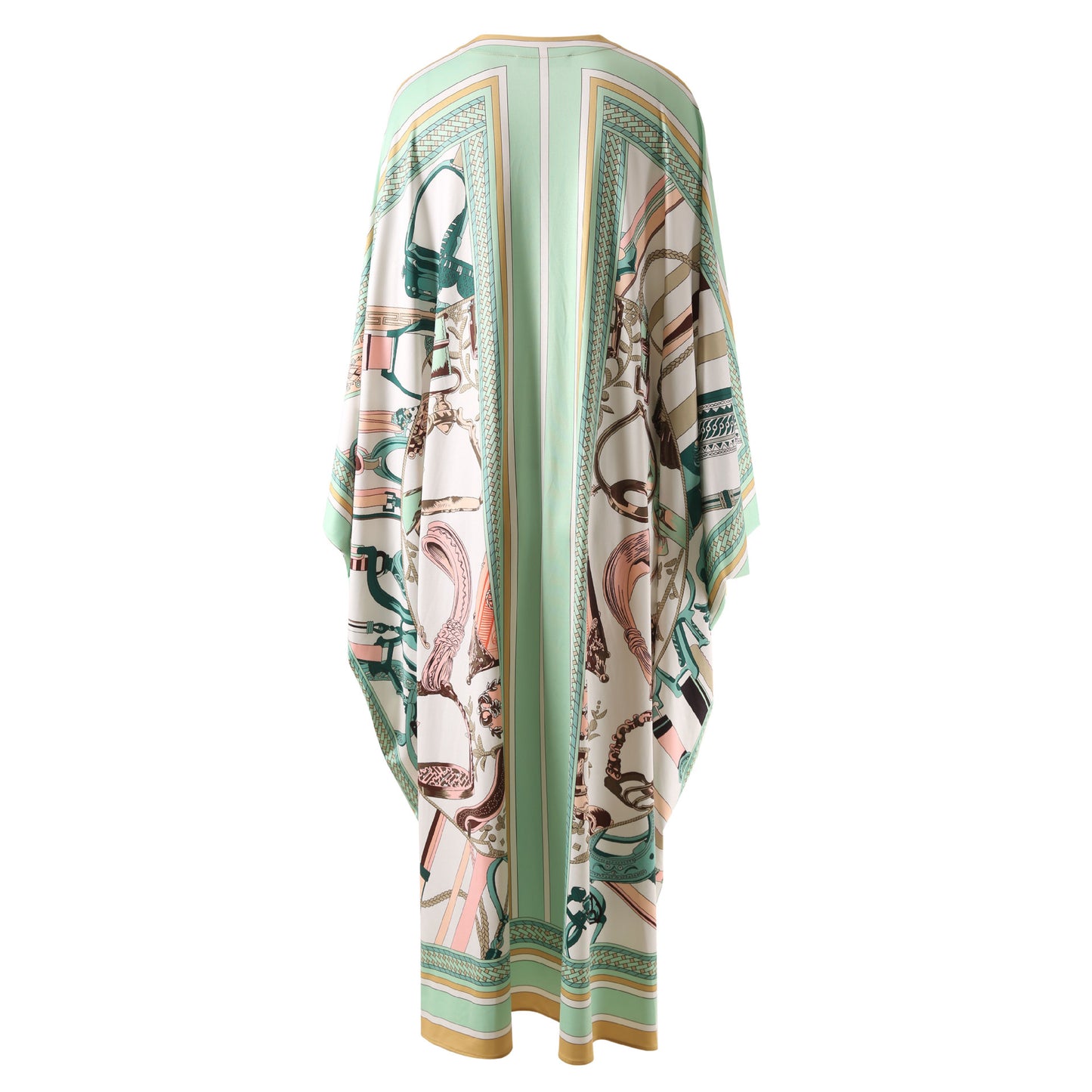 HIGH QUALITY Designer Inspired Summer Women Long Green Beach Kaftan Dress Casual Print Cardigan Long Outerwear in Oversize