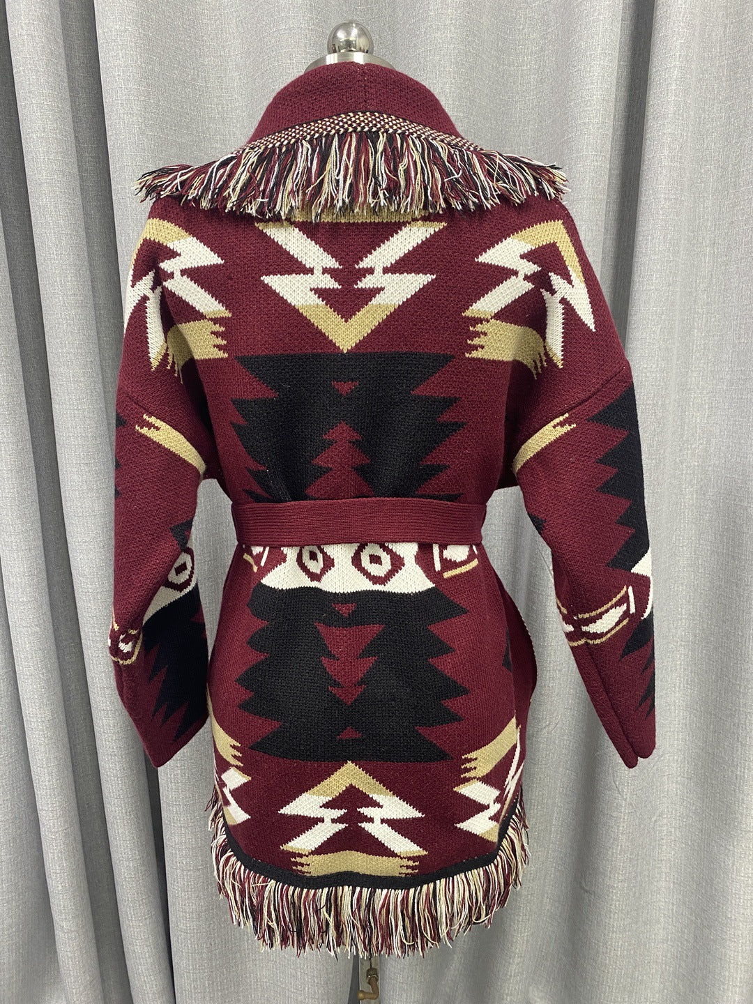BOHO GYSPY Stylish Icon Jacquard Women Cardigan With Fringes Oversize