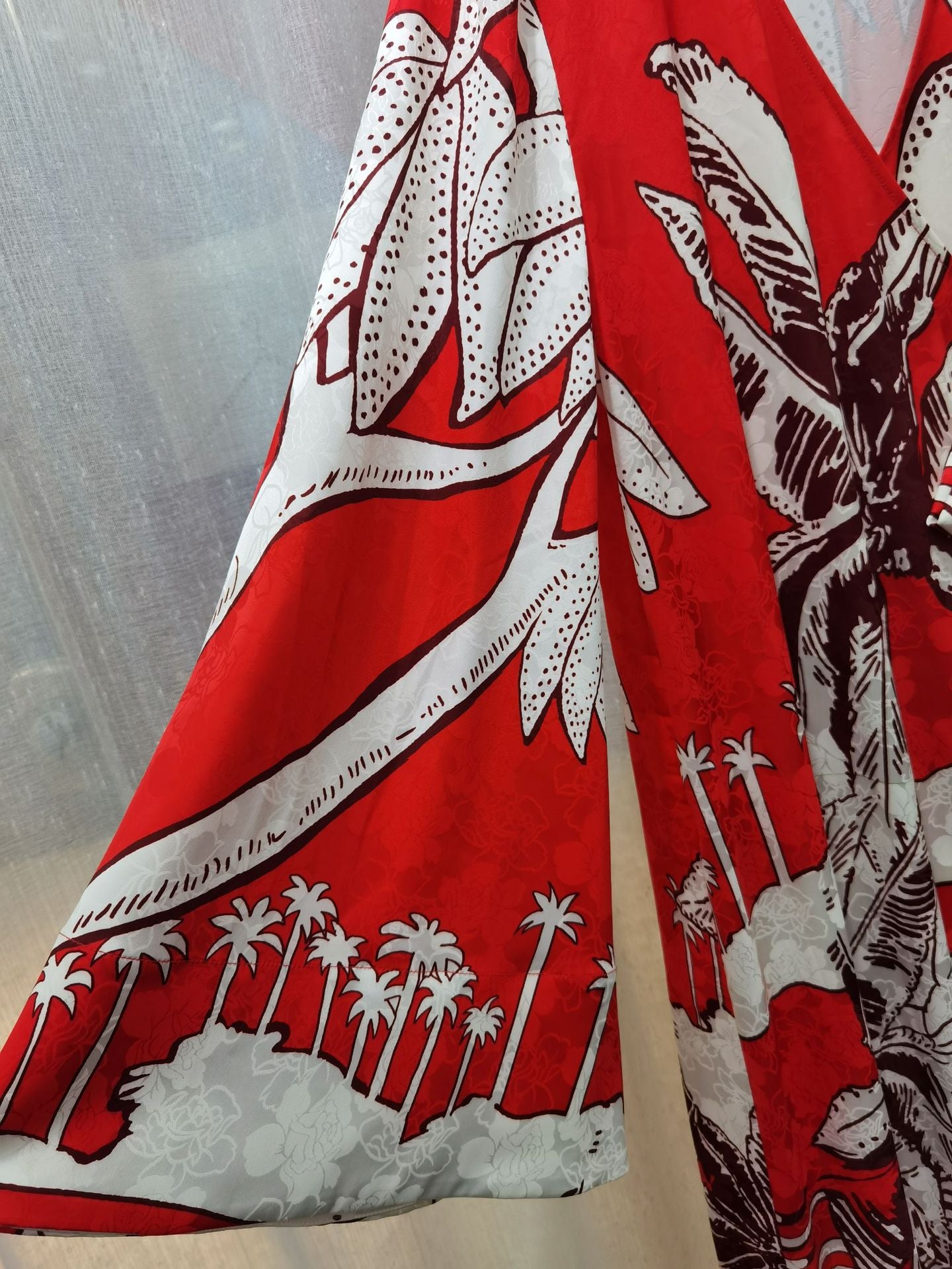 Designer Inspired Women Printed jacquard maxi dress in RED / GREEN