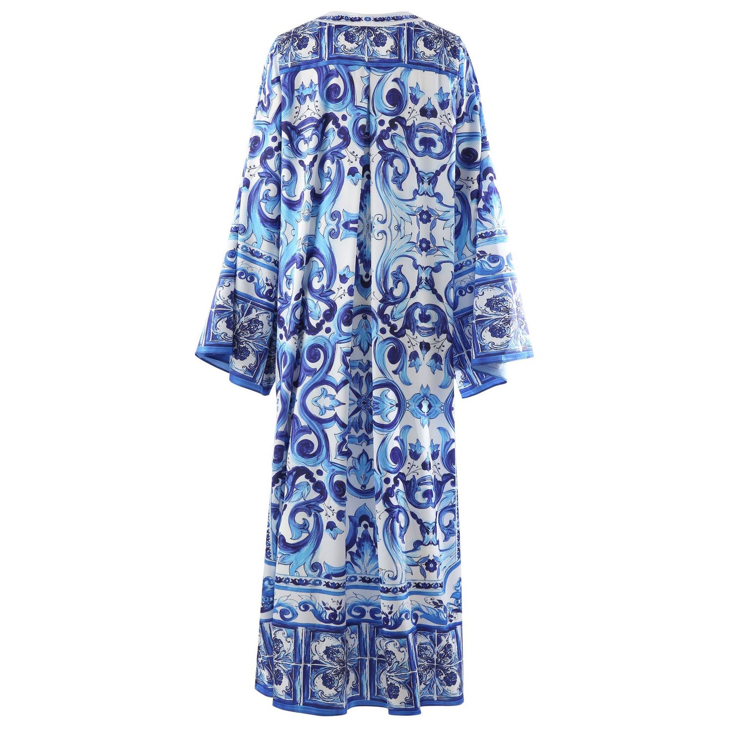 Fashionable Designer ”Majolica-print “ Maxi kaftan dress for women Plus Size