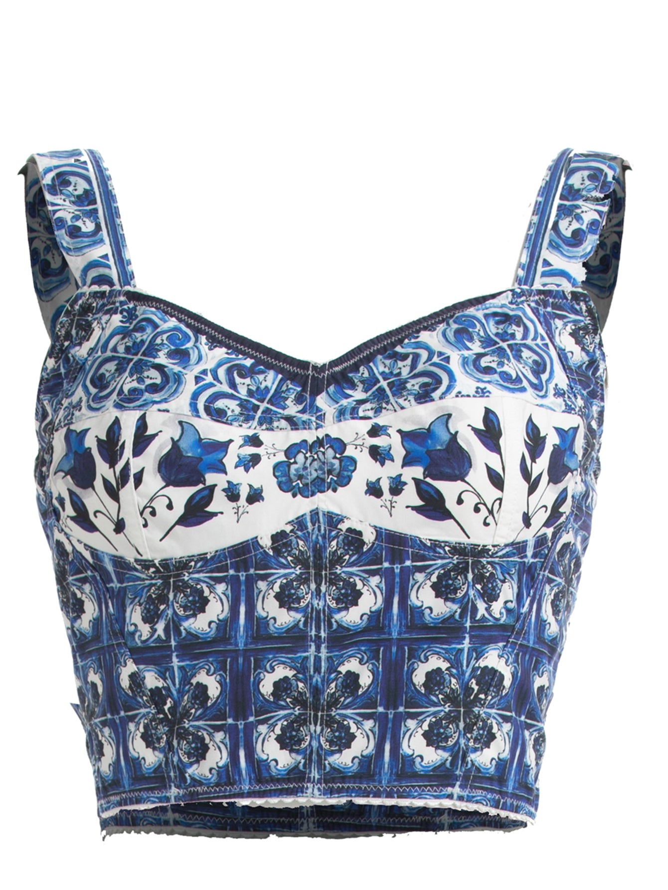 "Majolica-print" Women Cotton Top and Skirt Suitset