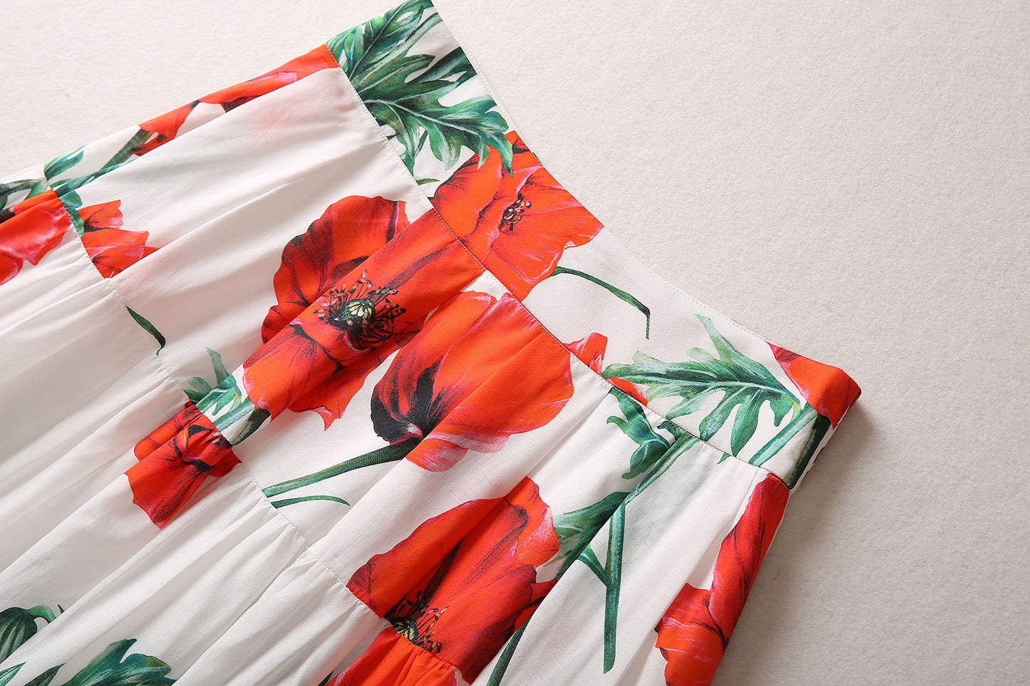 Luxury Designer Inspired spring and summer new quality women's girls cotton printed fashion suit with chest wipe vest and high waist large swing half skirt