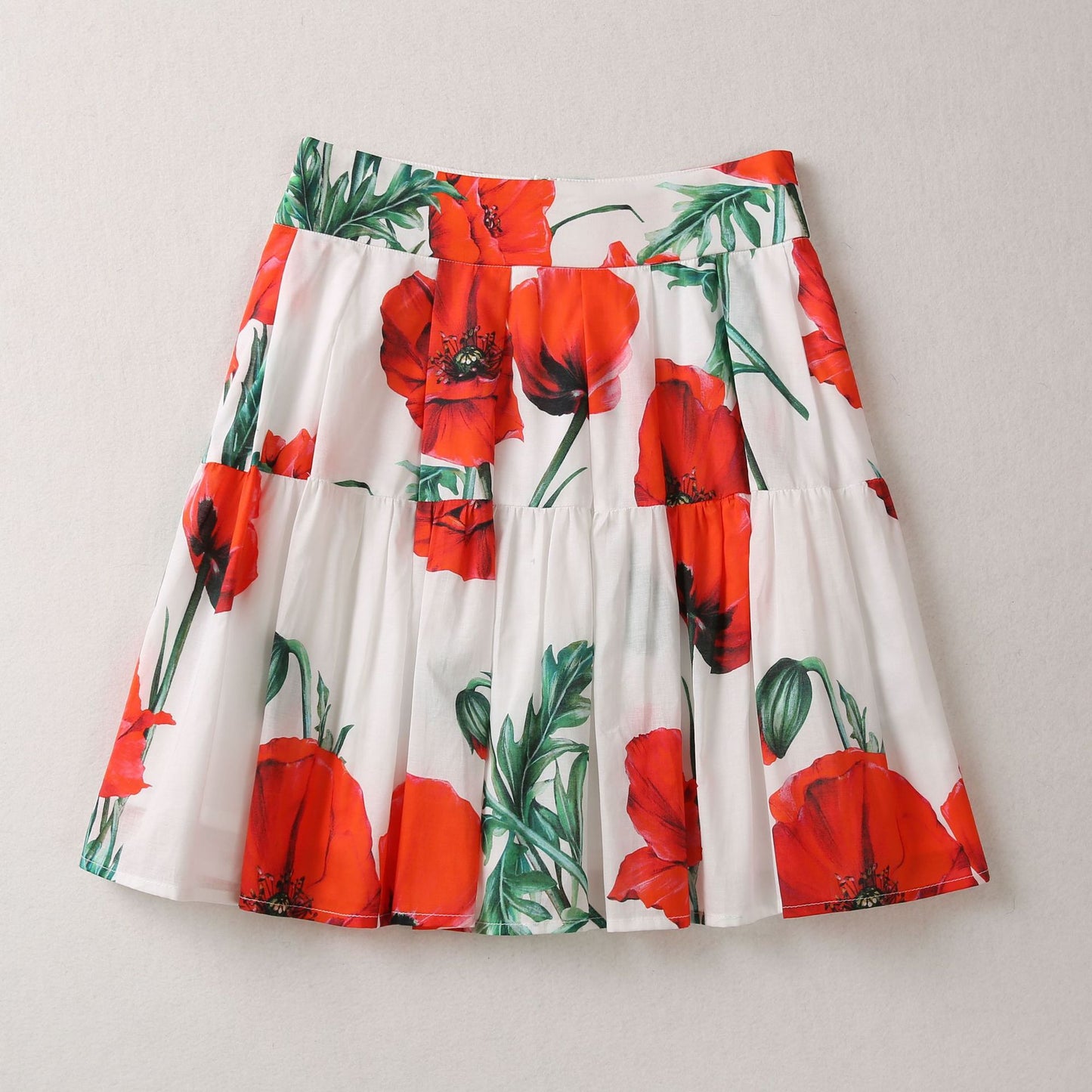 Luxury Designer Inspired spring and summer new quality women's girls cotton printed fashion suit with chest wipe vest and high waist large swing half skirt