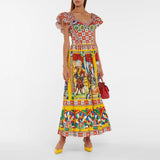 new women's fashion casual sling dress big-name high-quality y2k beachresort style positioningprinted colorful MIDI skirt