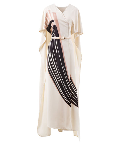 Long Dress Designer High Quality Summer New Women Fashion Casual Vintage Elegant Celebrity Party Gorgeous Cloak Sleeves Dresses