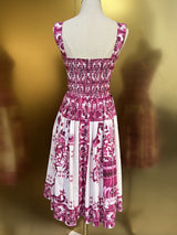 Fashion Designer Summer 100% Cotton Dress Women Spaghetti Strap Sleeveless Flowers Print Elegant Party Backless Dress