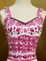 Designer Fashionista Women Summer Cotton Printed A-Line Maxi Skirt And Top Set 2023