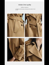 Luxury Designe Fashion Autumn Women's Double-Breasted Waterproof Trench Coat With In Khaki 2023