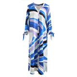 Designer Inspired Women Kaftan Dress Blue Maxi Dress In Jessy Silk