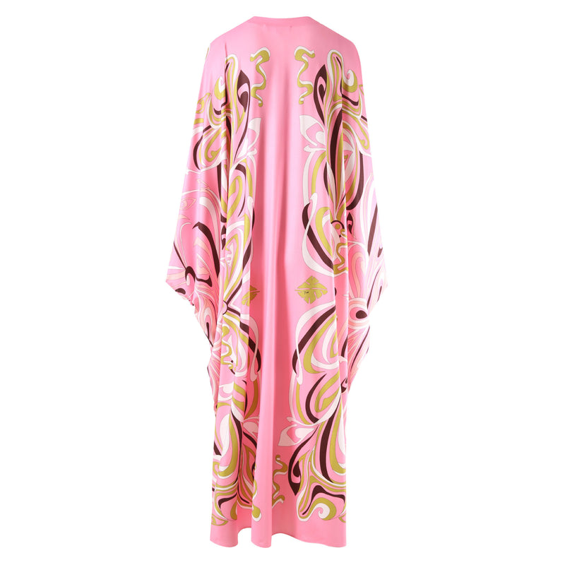 HIGH QUALITY Fashion Summer Women Print  Kaftan Dress Loose Maxi Plus Size  Beach Outerwear In Pink 2023