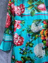 Women Floral Stripe-Print Long-Sleeve High Quality Silk Midi Dress