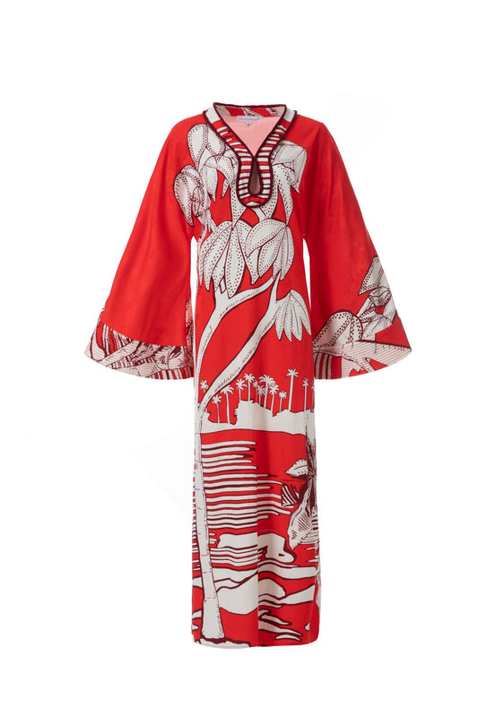 Women Casual Loose Printed Jacquard Kaftan Long Dress
