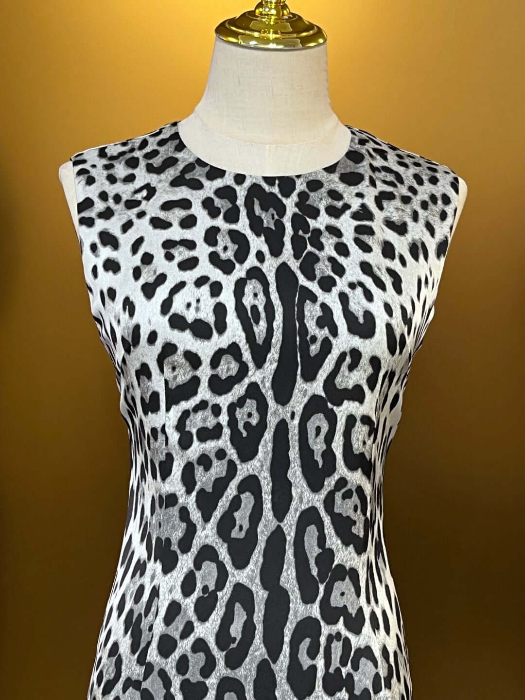 Women Silk Black Leopard Print Midi Dress