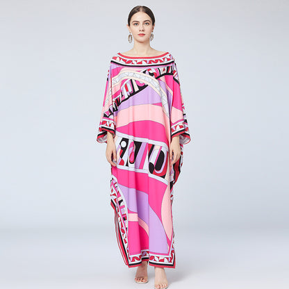 High Quality Women Dress Luxury Designer Arab Kaftan Long Dress Autumn Fashion Bohemian Print Loose Elegant Maxi Dress
