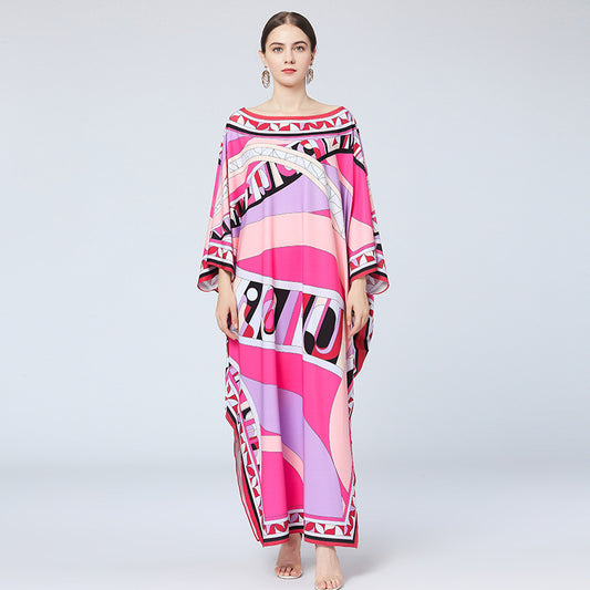 High Quality Women Dress Luxury Designer Arab Kaftan Long Dress Autumn Fashion Bohemian Print Loose Elegant Maxi Dress