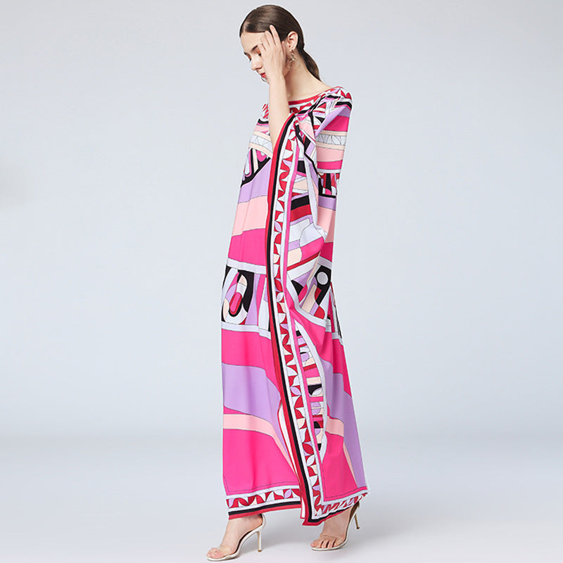 High Quality Women Dress Luxury Designer Arab Kaftan Long Dress Autumn Fashion Bohemian Print Loose Elegant Maxi Dress