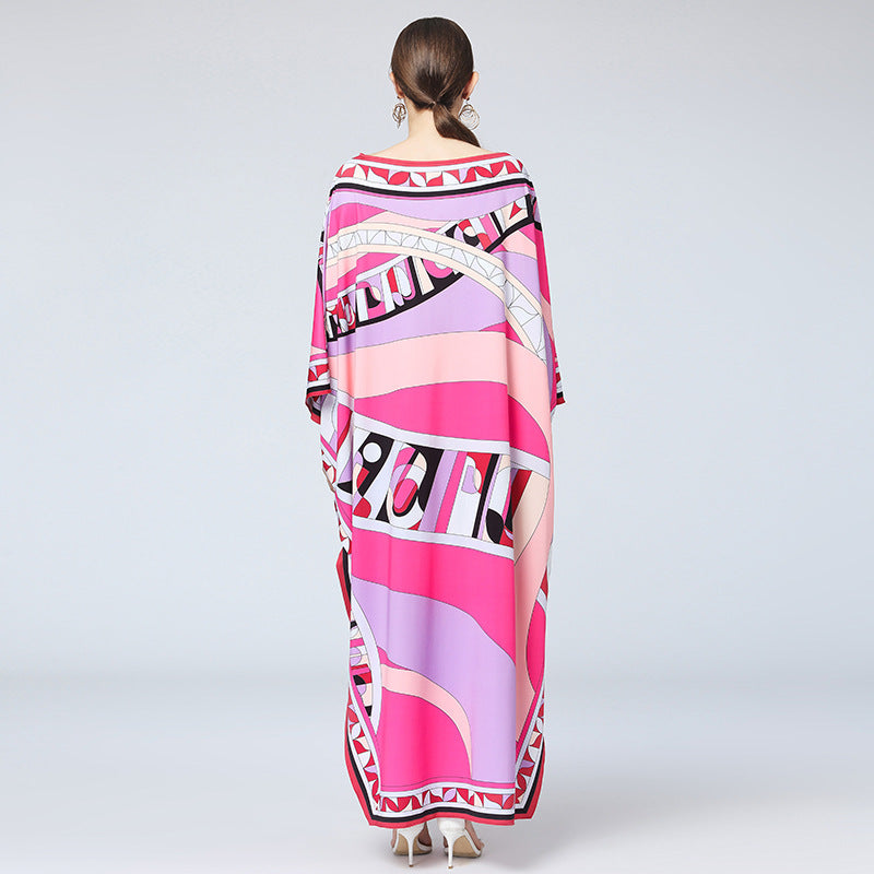 High Quality Women Dress Luxury Designer Arab Kaftan Long Dress Autumn Fashion Bohemian Print Loose Elegant Maxi Dress