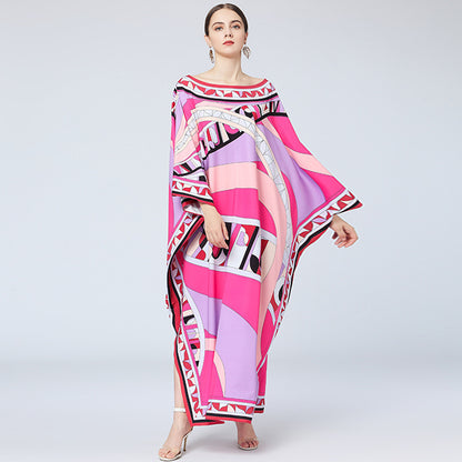 High Quality Women Dress Luxury Designer Arab Kaftan Long Dress Autumn Fashion Bohemian Print Loose Elegant Maxi Dress