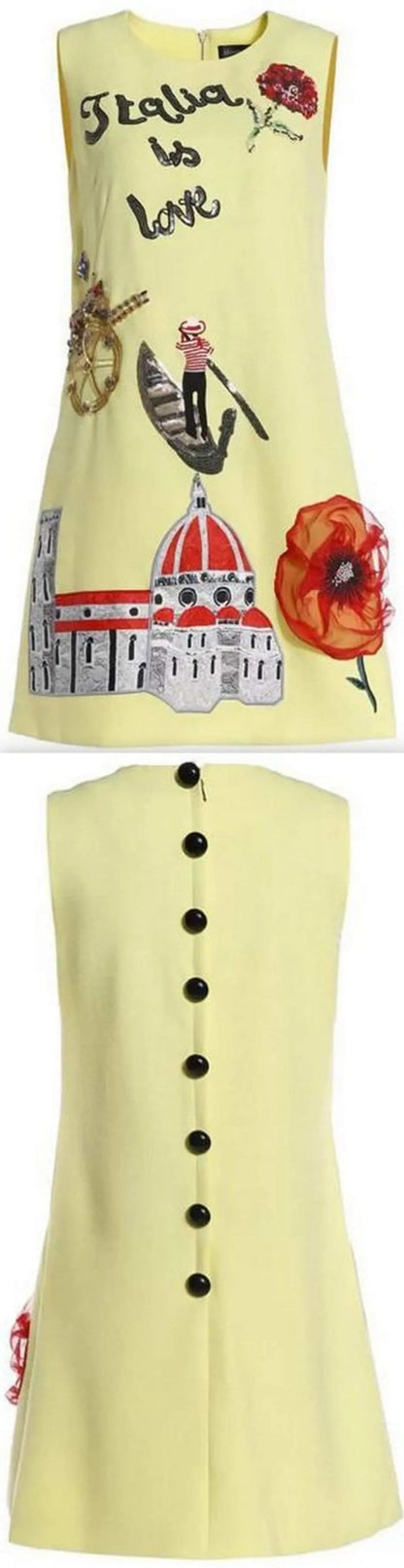 Designer Inspired Women Mini Dress Fashion Yellow Shift Dress
