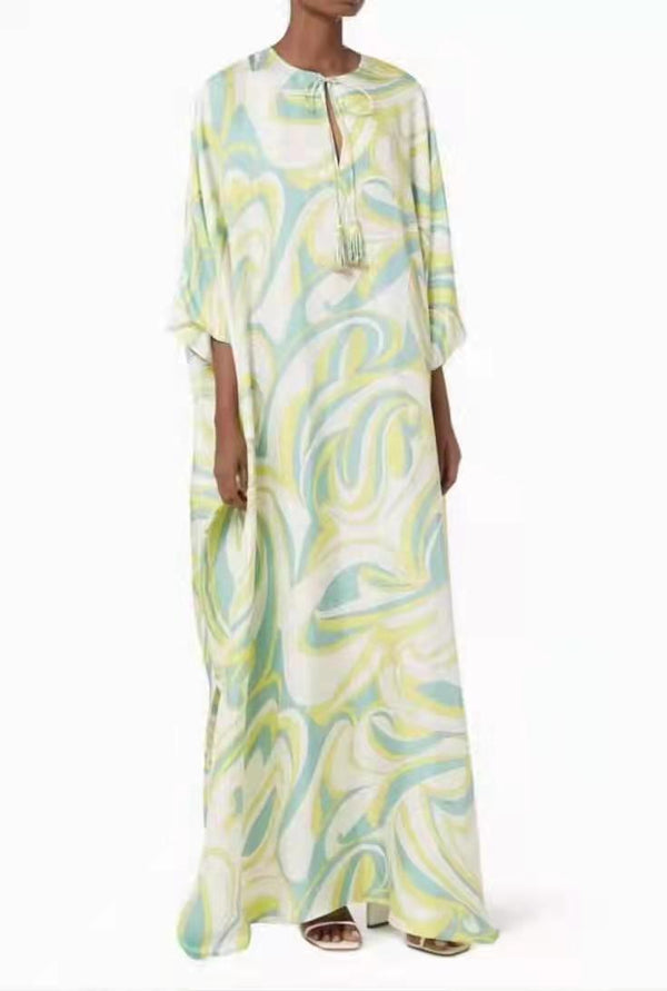 Designer Inspired Women Summer Print Cover-up Caftan Maxi Dress in Plus Size