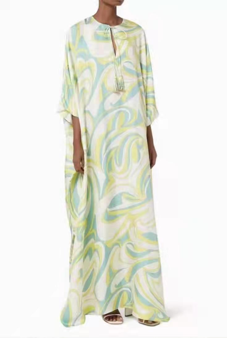 Designer Inspired Women Summer Print Cover-up Caftan Maxi Dress in Plus Size