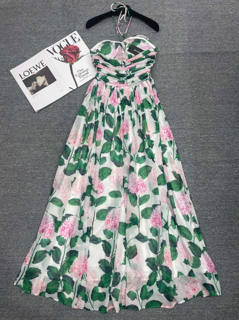 Women's  ”hydrangea Print ”Long MAXI Dress tube Style For Summer from LUXURY DESGINER INSPIRED FASHION