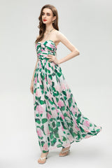 Women's  ”hydrangea Print ”Long MAXI Dress tube Style For Summer from LUXURY DESGINER INSPIRED FASHION