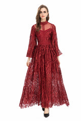 Women Long Maxi Party Dresses Runway Designer Inspired Fashion Dress Red/Black/Beige DRESS