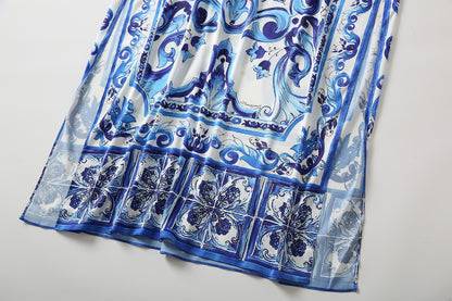 Fashionable Designer ”Majolica-print “ Maxi kaftan dress for women Plus Size