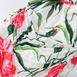 Fashionable Women's White Poppy-Print Print Midi Summer Dress In Designer Inspired