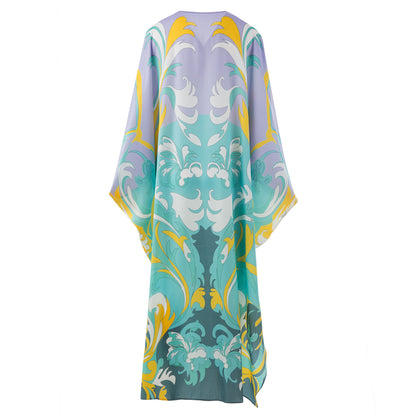 Italian Fashion Summer Silk Kaftan Dress Loose Maxi Oversized