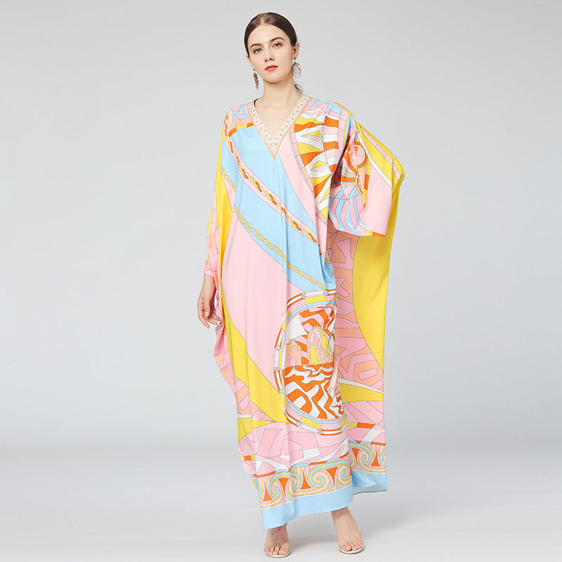 Maxi Dress Plus Size For Women Loong Sleeves Designer Dress Runway Fashion High Quality Kaftan Dress