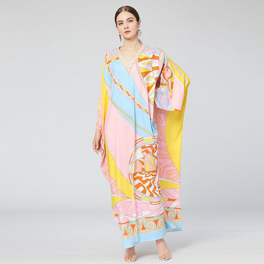 Maxi Dress Plus Size For Women Loong Sleeves Designer Dress Runway Fashion High Quality Kaftan Dress