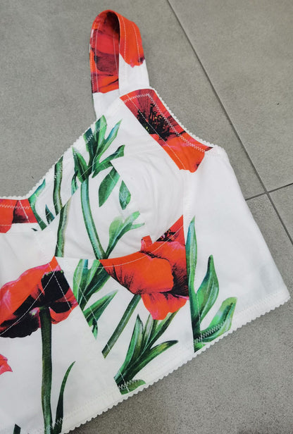 Luxury Designer Inspired spring and summer new quality women's girls cotton printed fashion suit with chest wipe vest and high waist large swing half skirt