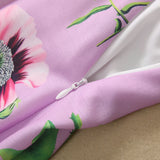 2023 Summer Holiday backless skirt  cotton and hemp handmade bead piece stapler floral print suspender dress
