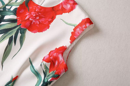 Stylish Women Carnation Printed Midi Dress for Summer