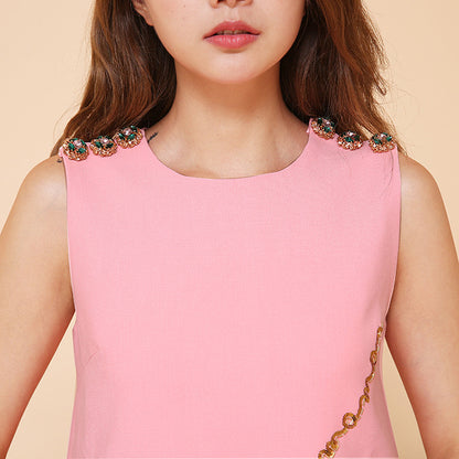 Women Mini Dress Fashion Shift Dress in Pink