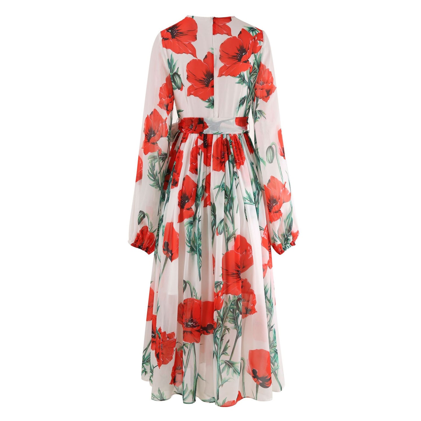 Women Poppy Print Calf Length Midi Dress