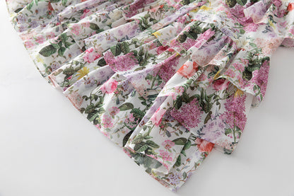 Retro Print Single-Breasted Cami Dress