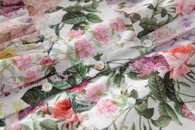 Retro Print Single-Breasted Cami Dress