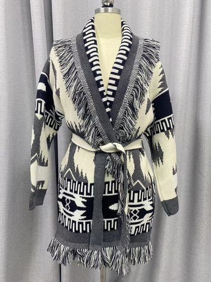 Bohemian Stylish Women's Icon Jacquard Pattern Cardigan